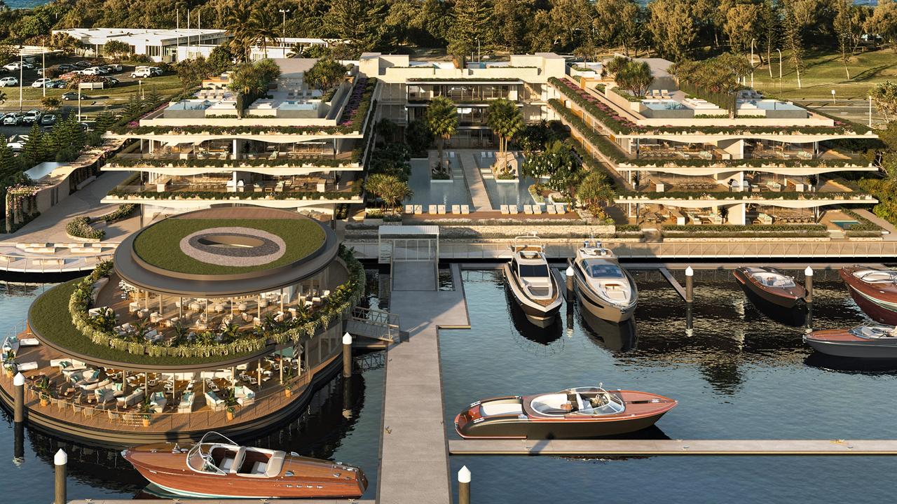 Artist impression of the Mantaray Marina and Residences development on The Spit.