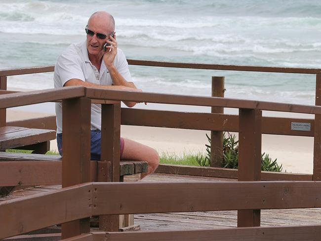 Tony Smith back at Mermaid Beach after arriving from Bali overnight to face allegations of kidnapping. Picture: Glenn Hampson