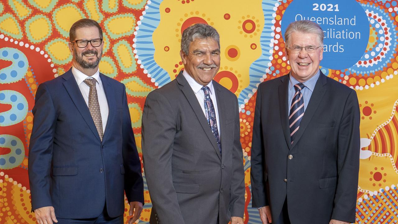 Juru Enterprises CEO Ricky Dallachy (middle) joined NQBP's Acting General Manager Safety, Environment and Communications Ian McGoldrick and NQBP Director Tony Mooney at the ceremony to collect the award.