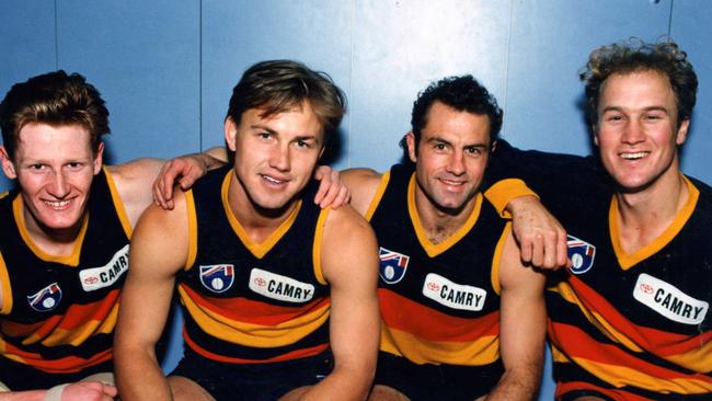 Four Crows who were All-Australians in 1993: Ben Hart, Tony Modra, Tony McGuinness and Nigel Smart. Picture: Ray Titus