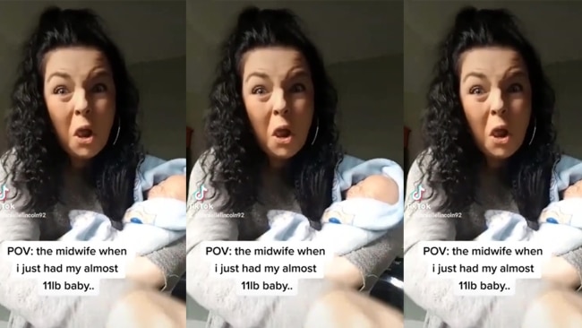 Danielle said the midwife was shocked at her five kilo baby. Photo: TikTok