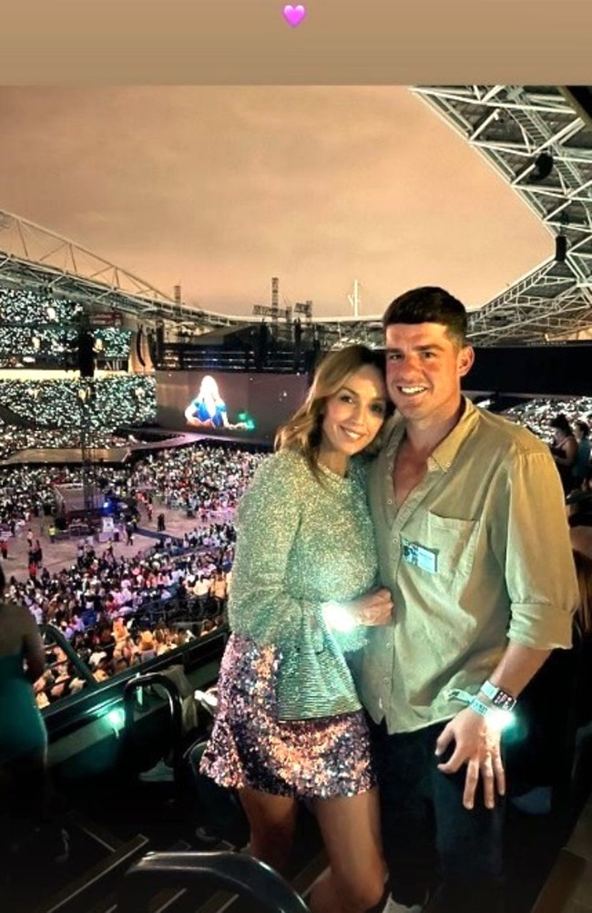 Sophie Walsh with Moises Henriques at Taylor Swift. Photo: Instagram, @sophieclairewalsh.