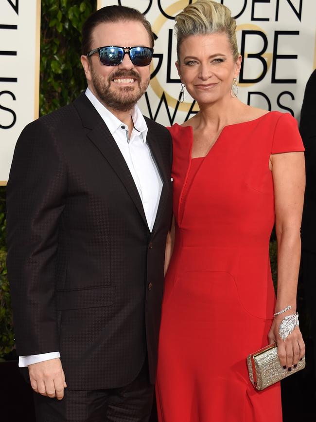 Ricky Gervais and Jane Fallon. Picture: AFP