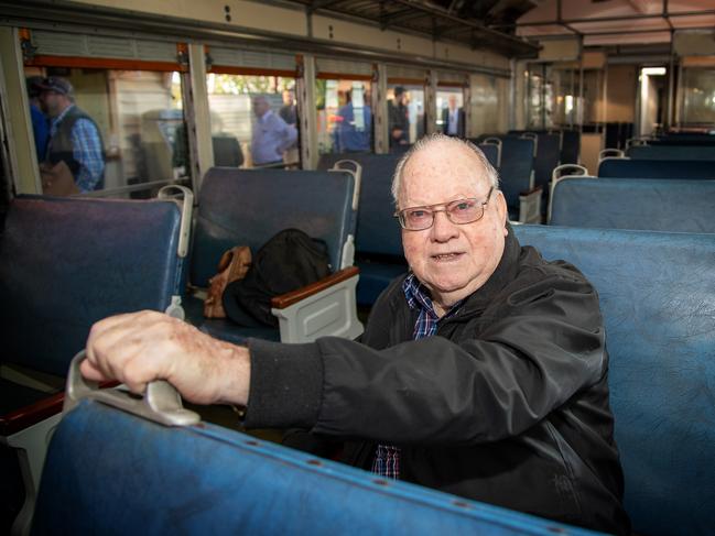 Buying his ticket on the inaugural trip for the restored "Pride of Toowoomba" steam train over two years ago, John O'Hara was thrilled to be taking the journey from Drayton to Wyreema. Saturday May 18th, 2024 Picture: Bev Lacey