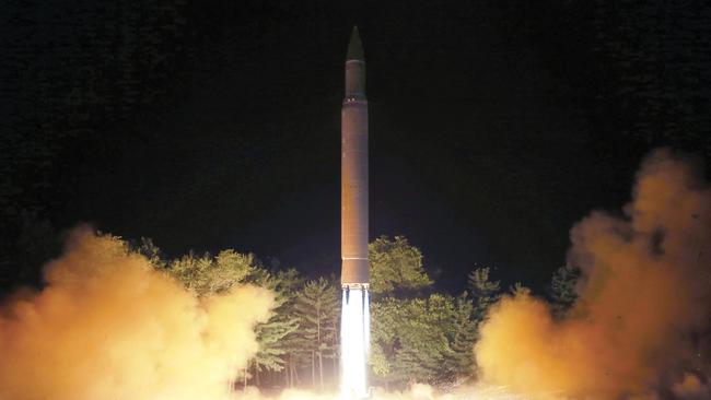 North Korea has fired another missile towards Japan. Picture: Korean Central News Agency/Korea News Service via AP, File