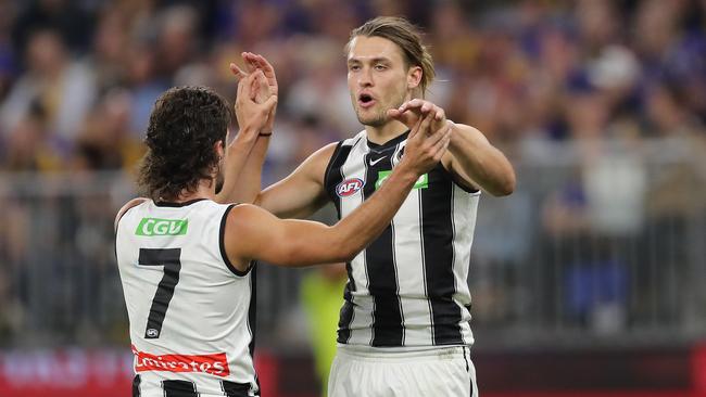 Darcy Moore was swung forward and kicked three goals. Picture: Will Russell/AFL Photos via Getty Images)