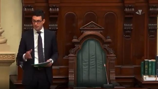 Ex-Liberal MP Dan Cregan stands by the Speaker’s chair after last night’s bombshell events. Picture: SA Parliament