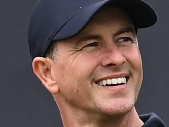 Australia's Adam Scott smiles on the 1st tee during his final round,  on day four of the 152nd British Open Golf Championship at Royal Troon on the south west coast of Scotland on July 21, 2024. (Photo by Paul ELLIS / AFP) / RESTRICTED TO EDITORIAL USE