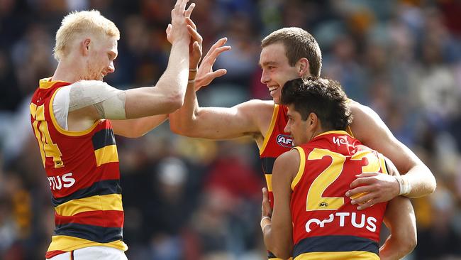 Riley Thilthorpe celebrates a goal on debut. Picture: Getty Images