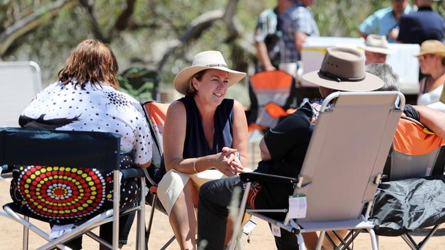 Minister Melinda Pavey and local Aboriginal women discuss a new water management plan. Picture: Richard Dobson