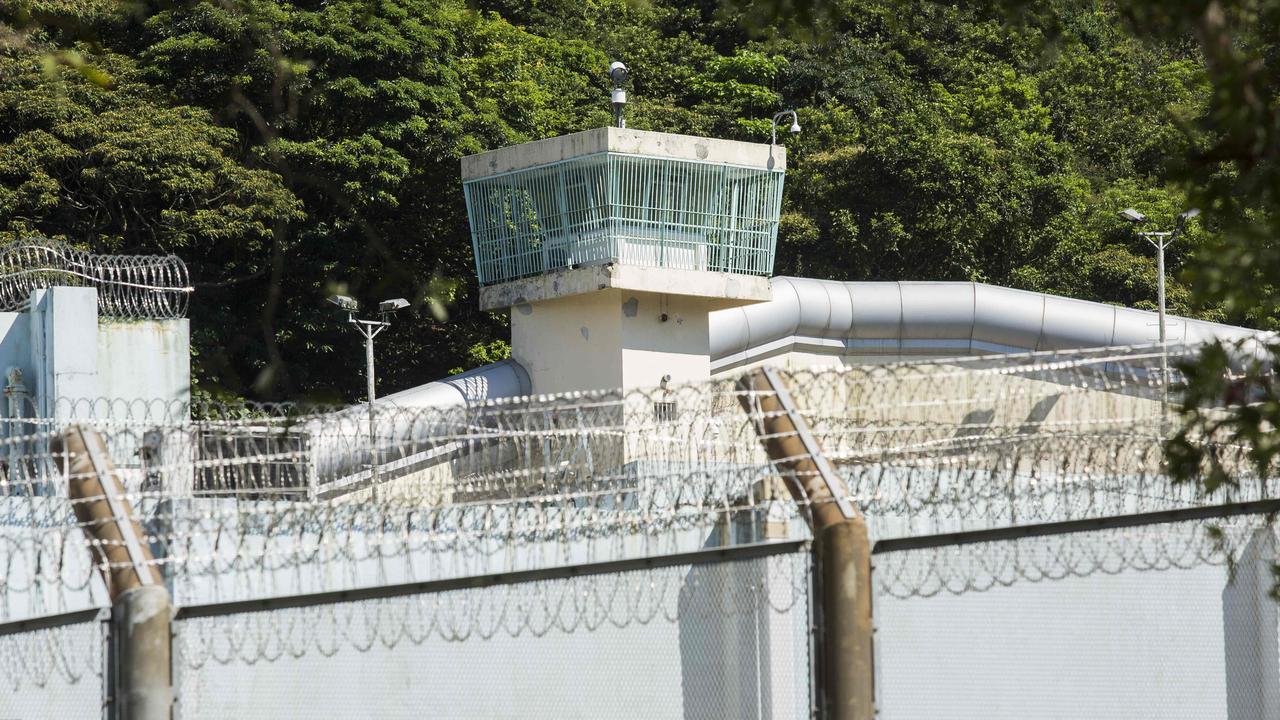 A guard tower at Pik Uk facility, Hong Kon. Picture: Isaac Lawrence/AFP