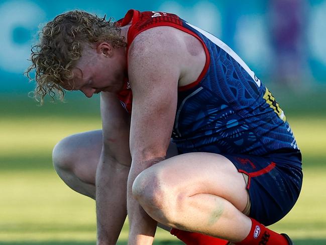 Clayton Oliver after Sunday’s loss. Picture: Michael Willson/AFL Photos