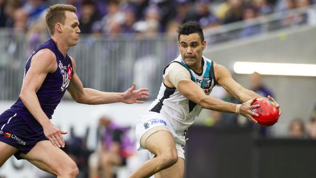 Thomas kicked over 300 AFL goals after 205 games with North Melbourne and seven with Port Adelaide. Picture: Tony McDonough