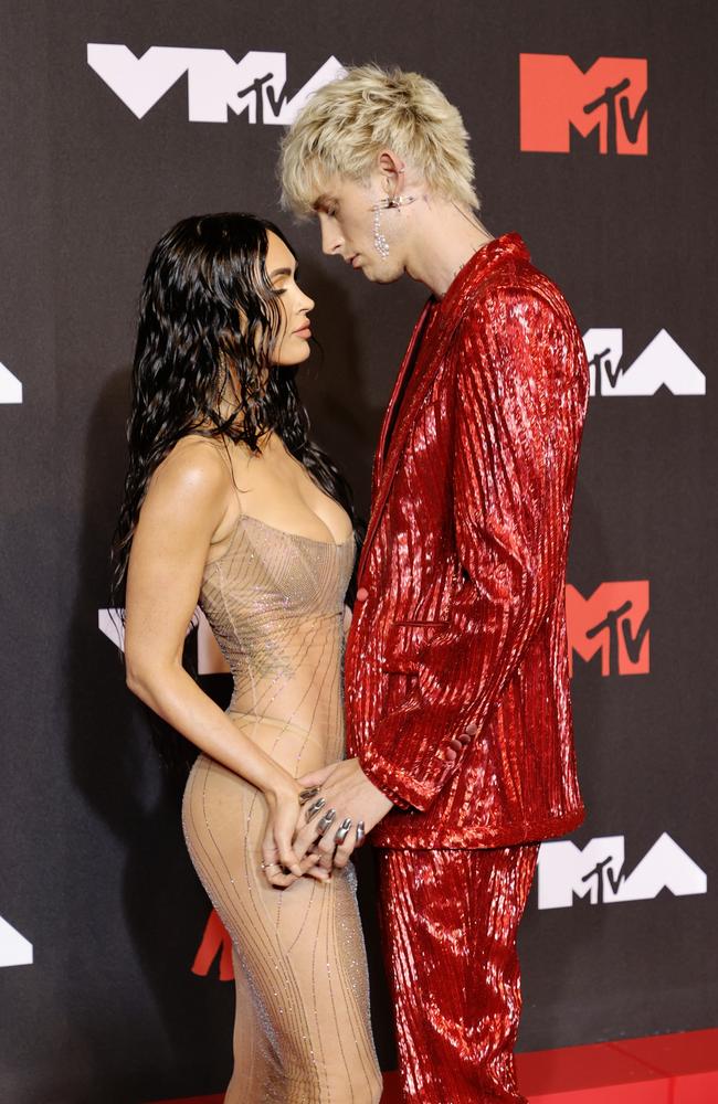 The newly engaged couple don’t usually shy away from PDA. Picture: Jamie McCarthy/Getty Images for MTV/ ViacomCBS