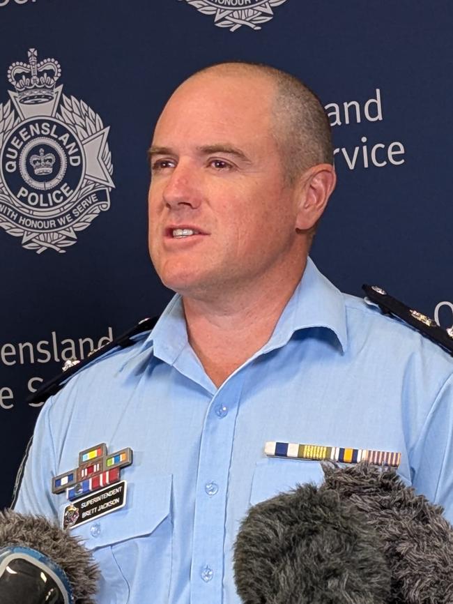 Queensland Police Superintendent Brett Jackson at a police media conference on January 13, 2025. Picture: Alex Treacy