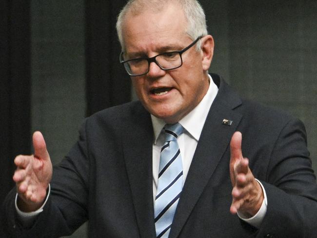 CANBERRA, AUSTRALIA, NewsWire Photos. FEBRUARY 27, 2024: The 30th prime minister of Australia, Scott Morrison delivers his valedictory speech to Parliament in the House of representatives at Parliament House in Canberra. Picture: NCA NewsWire / Martin Ollman
