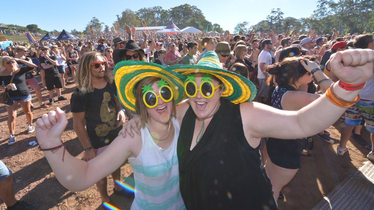 Kirby Gosden and Aimee Cavendish from Brisbane at the Big Pineapple Music Festival in 2013. Picture: John McCutcheon