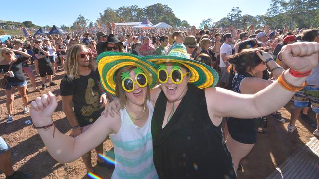 Kirby Gosden and Aimee Cavendish from Brisbane at the Big Pineapple Music Festival in 2013. Picture: John McCutcheon