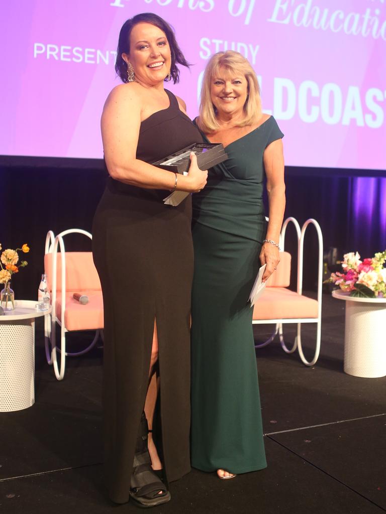 'Champions of Education' winner Kym Amor (left) and Gold Coast deputy mayor Donna Gates at the Gold Coast Bulletin Women of the Year awards by Harvey Norman at Star Gold Coast. Picture: Richard Gosling