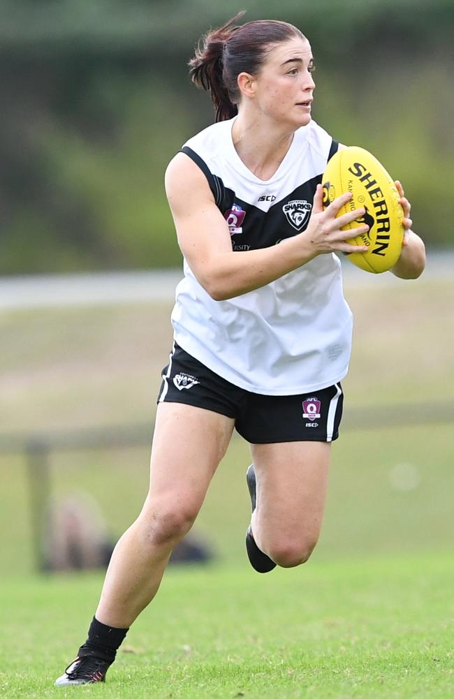 Madeleine Watt in action for Southport in the QAFLW competition. Picture: Highflyer Images