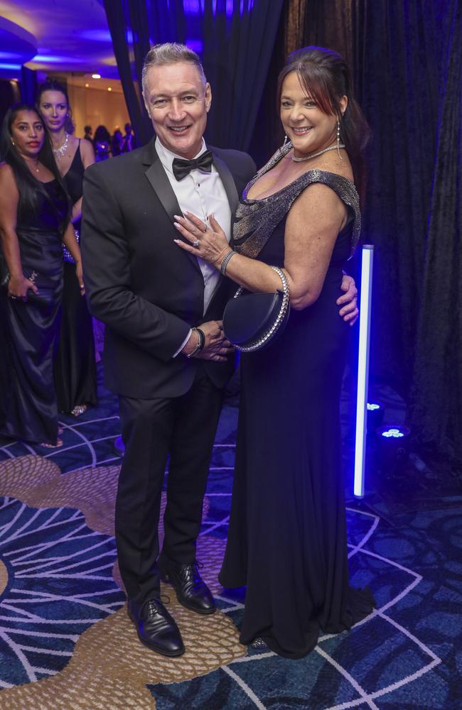 Nic and Rachel Rone arriving at the Kollosche People's Ball at The Star. Picture: Glenn Campbell