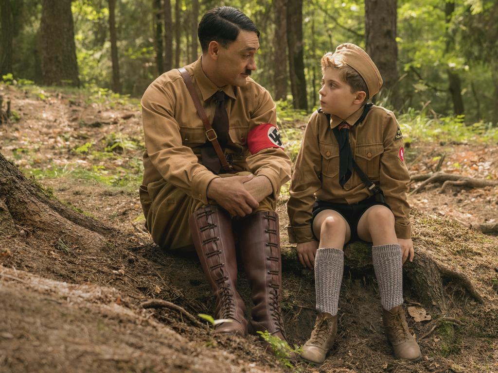 Taika Waititi and Roman Griffin Davis in the film Jojo Rabbit. Picture: Supplied