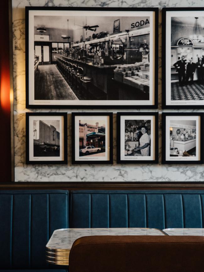 Black and white photos adorning the walls add to the cosy vintage atmosphere. Picture: Nikki To