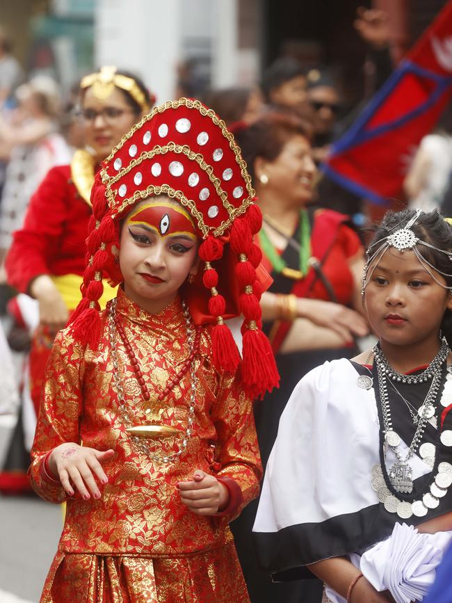 Nepali Society of Tasmania float. Hobart Christmas Pageant 2024. Picture: Nikki Davis-Jones