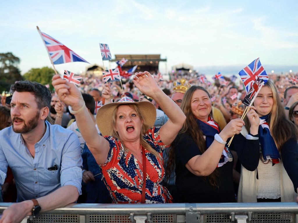 The grounds of Windsor Castle were awash with blue and white. Picture: AFP