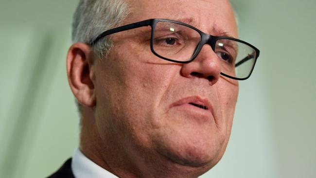 CANBERRA, AUSTRALIA - NewsWire Photos - May 30 2022: Former Prime Minister Scott Morrison speaks to media as he leaves the Liberal Party Room Meeting at Parliament House in Canberra. Picture: NCA NewsWire / Tracey Nearmy