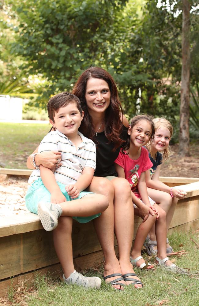 Sharon Cashel, 47, from Ryde, with her son Ashton, and his friends Jessica and Klara, all 5.