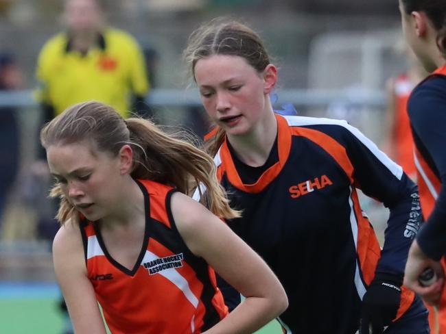 Action at the 2021 NSW U15 girls hockey championships in Lithgow. Pic: Click In Focus