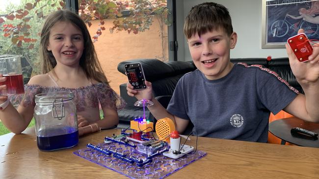 Evie and Patrick O'Dwyer share their love of science during remote learning.