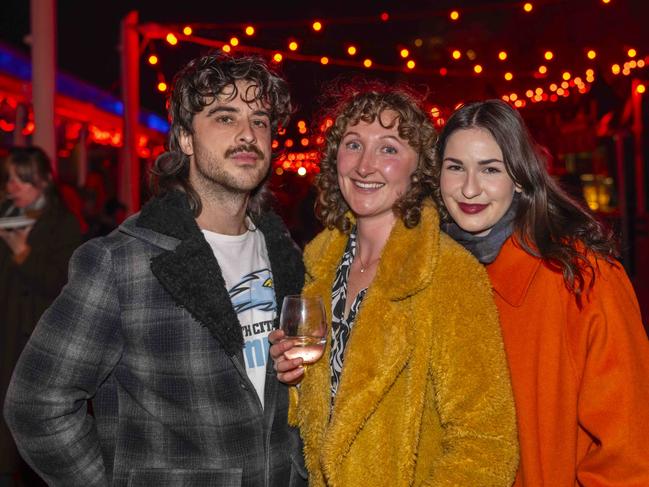 Brendan Schmidtke, Emma Sanders and Jen Pyers at Winter Feast 2025 in Hobart. Picture: Caroline Tan