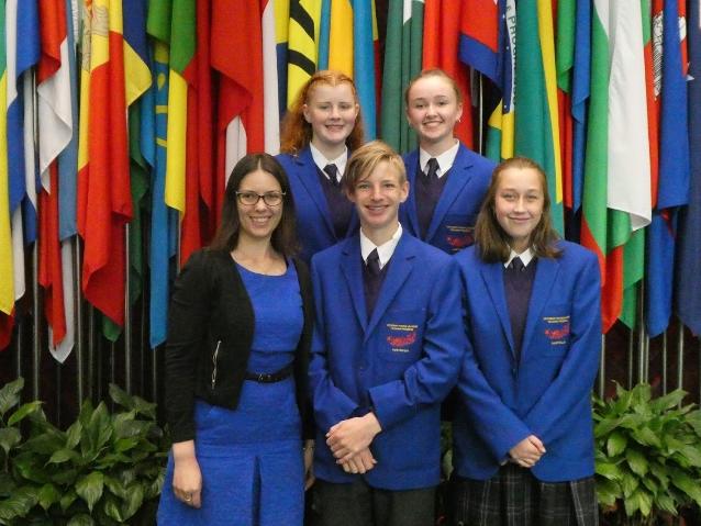 Hazel Glen College teacher Alison Heathcote with pupils Sienna, Grace, Shem and Charlotte. File photo