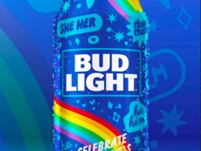 Last year, Bud Light Canada released a limited-edition can for pride month displaying pronouns. Picture: YouTube