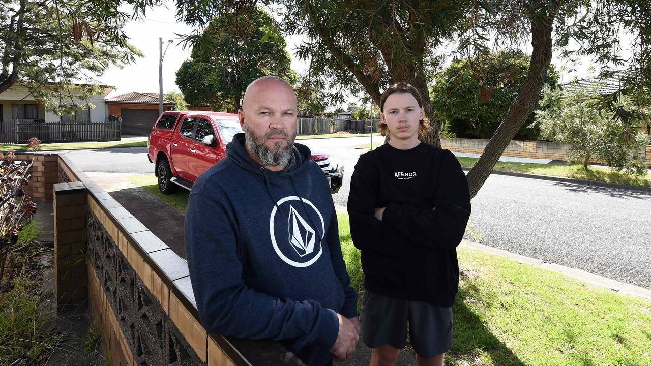 Brett and Drae Seager. outside their Bell Park home that was targeted by thieves. Photo: David Smith.