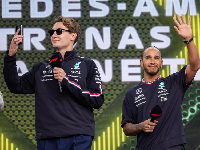 George Russell and Mercedes will farewell Lewis Hamilton at seasons end. Picture: Jason Edwards