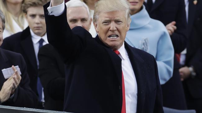 Mr Trump waves to the crowd. Pic: AP