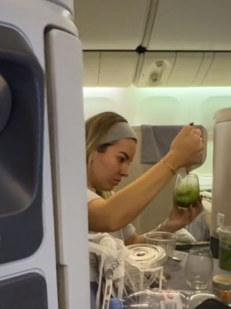 An influencer has shocked onlookers by making a matcha on board a plane. Picture: TikTok