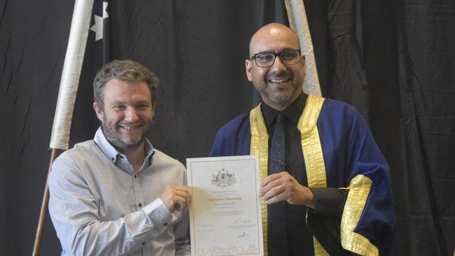 Dimitri Andre Dupouy, from France, became an Australian citizen on Australia Day. Picture: Sierra Haigh