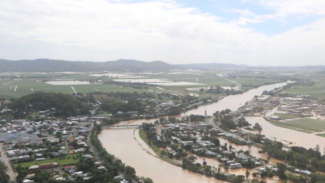 An aerial view of a flooded Tweed River, taken on April 1, 2017.