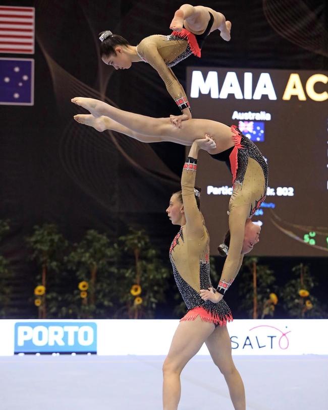 Tegan Shiller, Mia Jackman and Madlen Mikhaylichenko are gymnasts with Skylark sports.