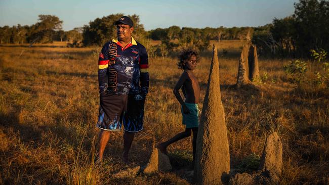 Garth Doolan and his nephew, Garth ‘Rosco’ Davis, want full-time education on their homelands, Gochan Jiny Jirra. Picture: Rebecca Parker