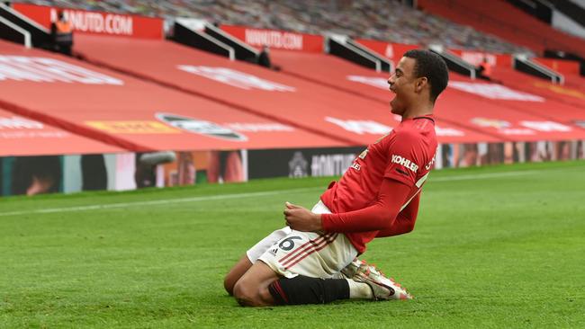 Manchester United's English striker Mason Greenwood. (Photo by PETER POWELL/ AFP)