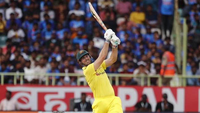 VISAKHAPATNAM, INDIA - MARCH 19: Mitchell Marsh of Australia plays a shot during game two in the One Day International Series between India and Australia at Dr YS Rajasekhara Reddy ACA-VDCA Cricket Stadium, on March 19, 2023 in Visakhapatnam, India. (Photo by Pankaj Nangia/Getty Images)