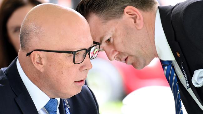 Leader of the opposition Peter Dutton and Jarrod Bleijie.National Police Remembrance Day in Brisbane. Friday September 29, 2023. Picture, John Gass