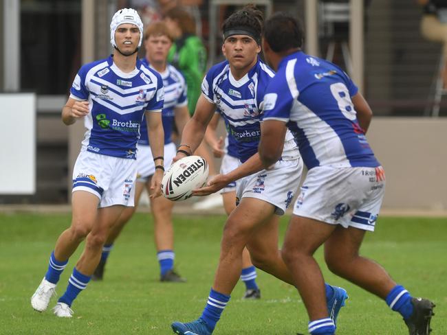 Kirwan High against Ignatius Park College in the Northern Schoolboys Under-18s trials at Brothers Rugby League Club in Townsville. Sitiveni Afu. Picture: Evan Morgan