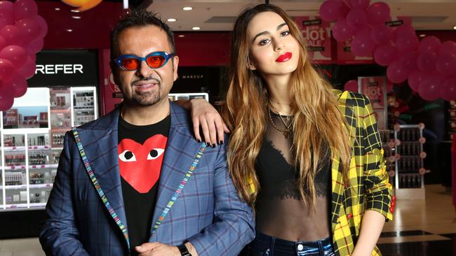 Napoleon Perdis, pictured with his daughter Lianna, has failed to find a buyer for his makeup and beauty business. Picture: James Croucher