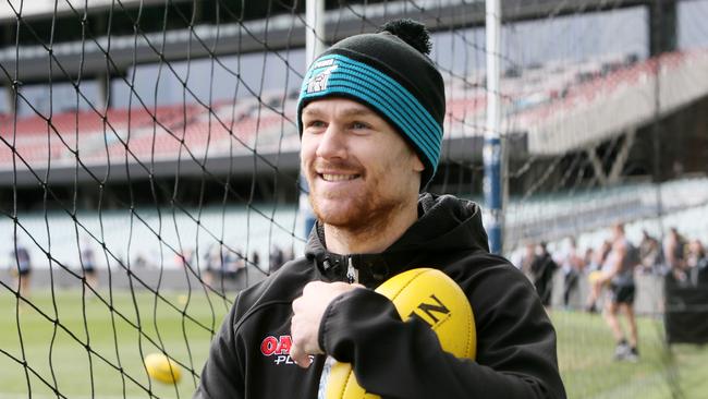 Port Adelaide’s Robbie Gray at Adelaide Oval yesterday. Picture: AAP/Emma Brasier